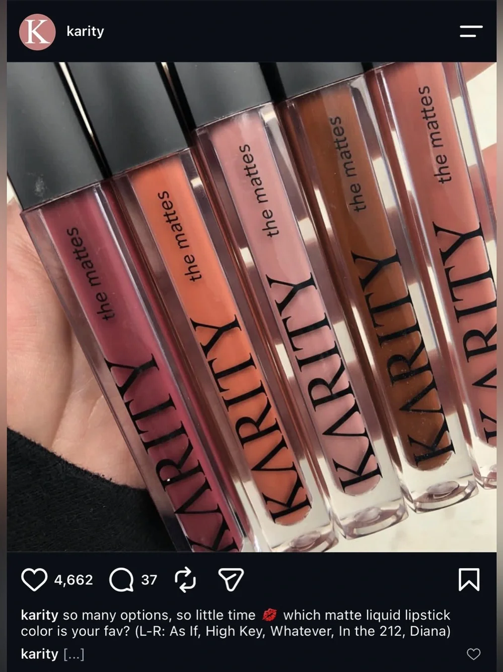 NIB Karity The Mattes 90s Edition Liquid Lipstick - As If